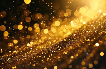 a gold background with glitter particles.の素材