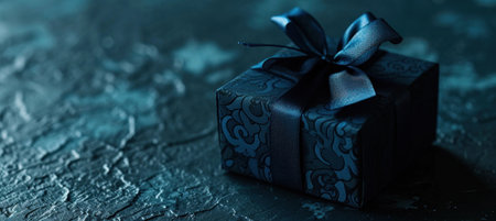 blue gift box on blue background.の素材