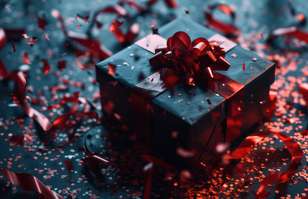 black box on red background.の素材