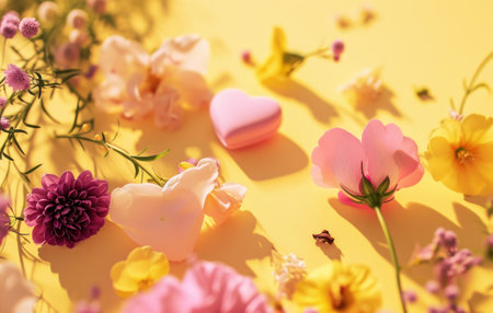 flowers and hearts background.の素材