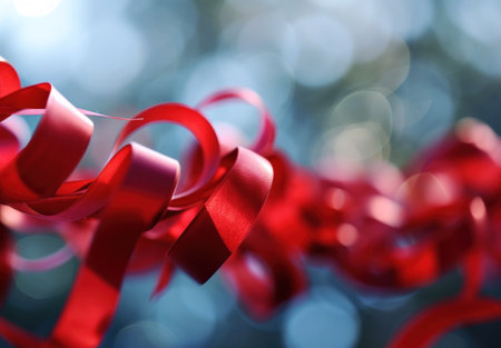 valentine's day red ribbon banner clipart.の素材