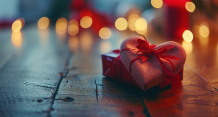 valentine's gift is placed on a table.の素材