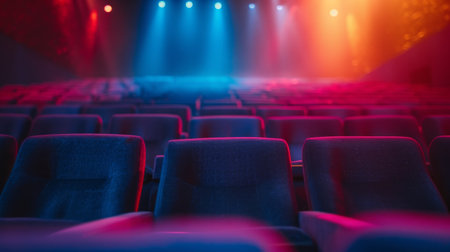 Beautiful abstract empty cinema background large copyspace area, offcenter composition.の素材