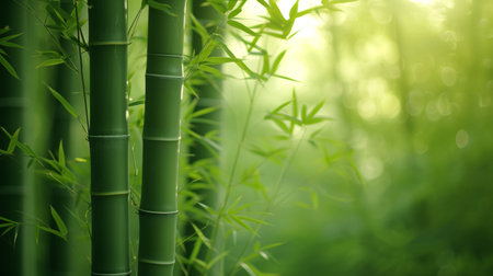 A play of subtle greens and soft bamboo textures convey the serenity of a bamboo forest rustling in the breeze.の素材