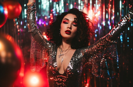 chica disco ball with a sparkly dress, decadent beauty.の素材