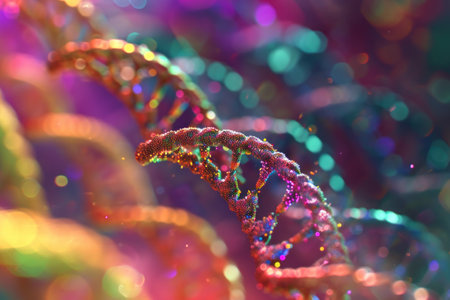a beautiful image of colorful dna.の素材