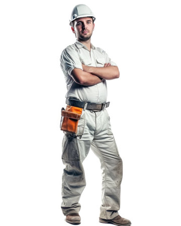 Attractive worker isolated on white.の素材