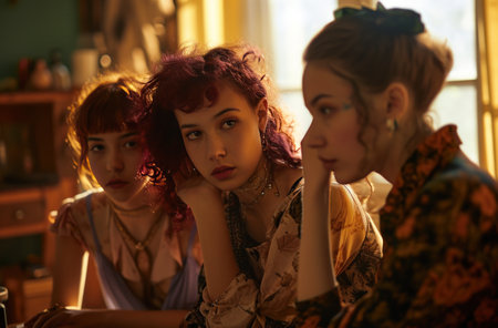 one female hair artist, young girls.の素材