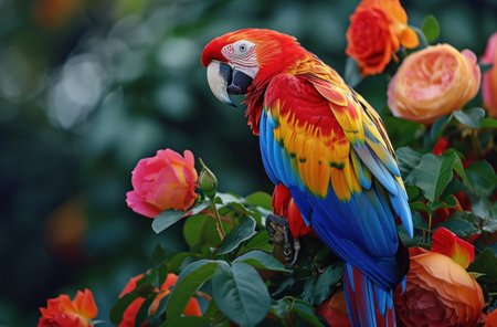 parrot and roses wallpaper,.の素材