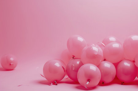 pink balloons with a pink backdrop.の素材