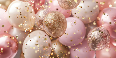 pink blush gold glitter balloons.の素材