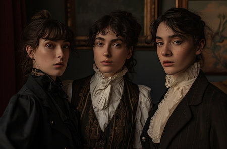 ladies in a photo of each.の素材