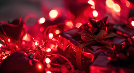 valentine's day decoration red hearts wrapped.の素材