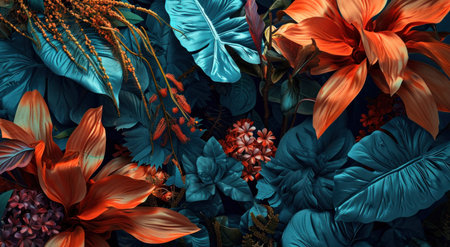 colorful, multicolored, botanical background.の素材