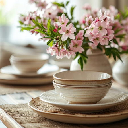 an elegant spring style setting for the dining table.の素材