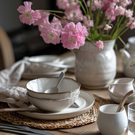 an elegant spring style setting for the dining table.の素材