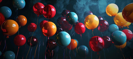 Colorful vivid balloons background.の素材