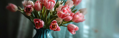 pink tulip on background in the style of rendered in unreal engine.の素材