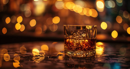 a glass of whiskey with a drink in it.の素材