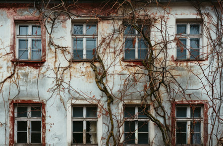 the house in the background has several windows in it.の素材