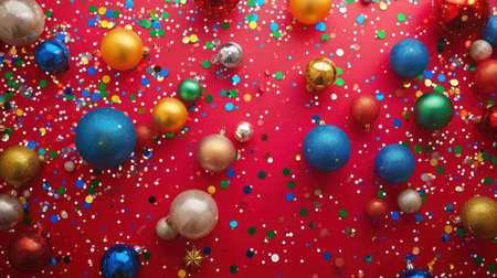 Vibrant hues of decorations create a visually stunning and festive backdrop with copy space.の素材