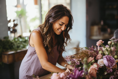 A hands-on home decor scene where individuals are engaged in creating their own floral wreaths.の素材