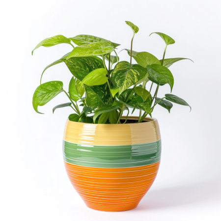 home plant in blue pot isolated.の素材