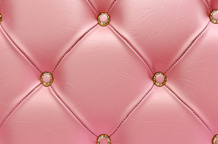 pink leather background with stitching and metal details for fashion design.の素材