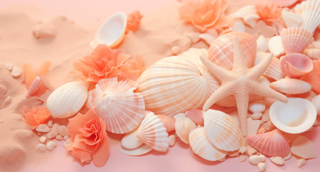 some sea shells are all in the same color.の素材
