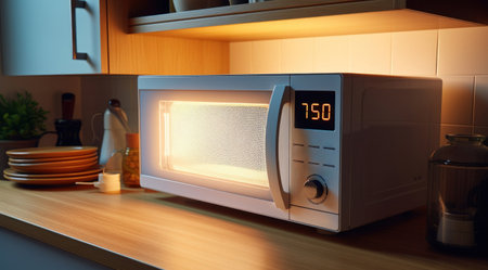 an example of a home kitchen microwave.の素材