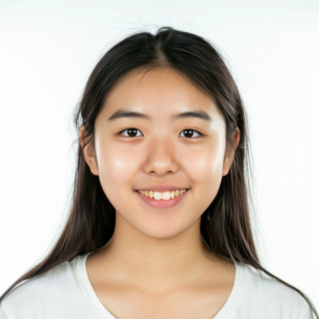 andsome asian student smile isolated.の素材