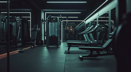 exercise machines in a gym.の素材