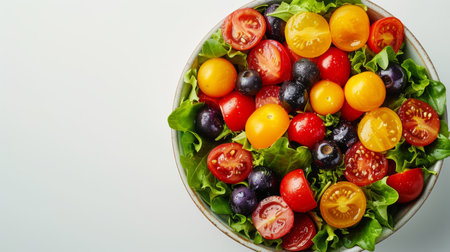 A colorful salad bursting with freshness, promoting nutritious dietary choices.の素材