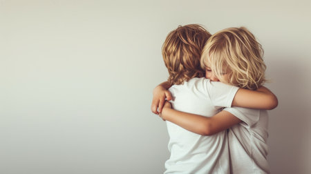 A tender embrace between siblings, showcasing unconditional love and support.の素材