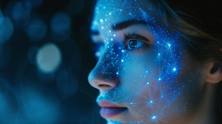 Biometric authentication systems using facial recognition and fingerprint scanning.の素材