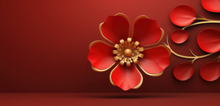 red and gold flower.の素材