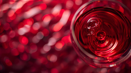 A glass of red wine against a silky crimson backdrop, reflecting subtle lightの素材