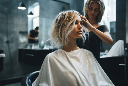 woman female hair in a hairdressing salon.の素材