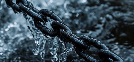 a chain with drops of water coming off of it.の素材