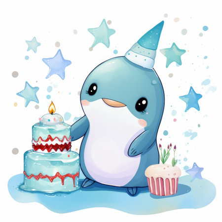 cute watercolor card.の素材