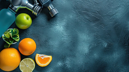 fitness advertising background with copy space.の素材