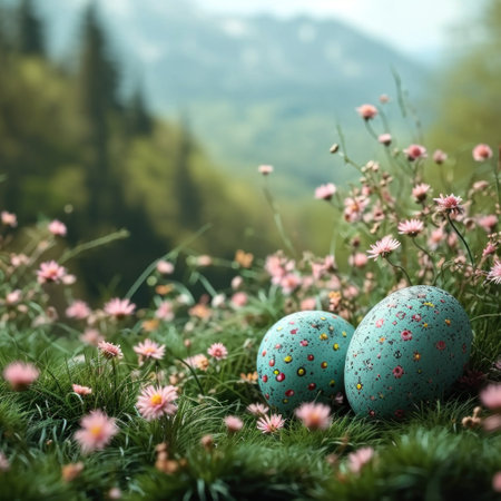magic beautiful easter background with copy space.の素材