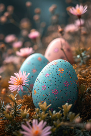 magic beautiful easter background with copy space.の素材