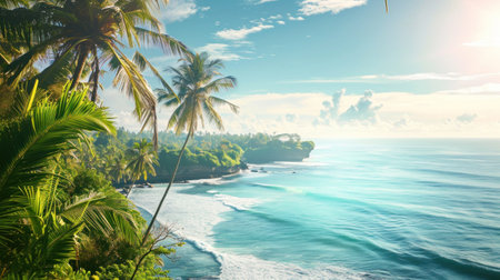 Traveling to Bali advertisment background with copy space.の素材