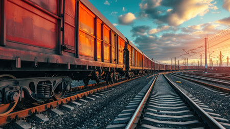 Train delivery advertising background with copy space.の素材