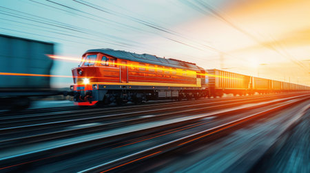 Train delivery advertising background with copy space.の素材