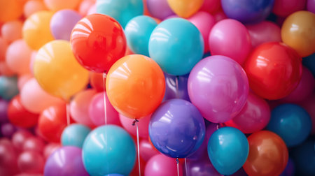 A stunning display of balloons in various hues against a backdrop of birthday excitement.の素材