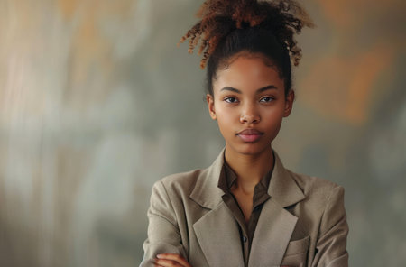 business woman standing with arms crossed.の素材