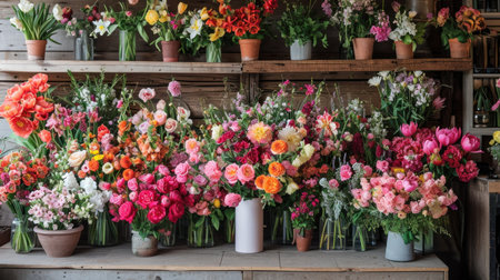 Bountiful bouquets, floral arrangements, and vibrant blossoms embody spring's abundance.の素材