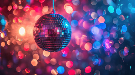 Dynamic and vibrant disco-themed party with glittering lights, ensuring a night of energetic celebration.の素材